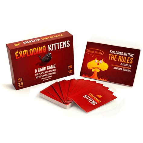 This pack contains over 50 cards, including Defuse Cards, Attack, Nope, Super Nope, Skip, Shuffle, Exploding Kitten, and more. The idea of Exploding Kittens is all about following what each card requires, and hoping you don’t get an exploding kitten. As you assumed, the last player remaining in the game wins! 2. The NSFW Edition.